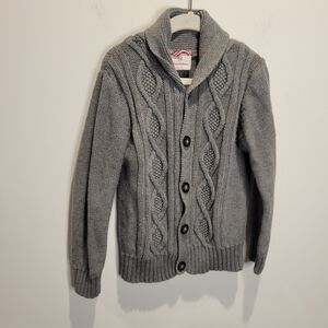Hanna andersson kids size 5 unisex grey wool blend cable knit sweater flaw